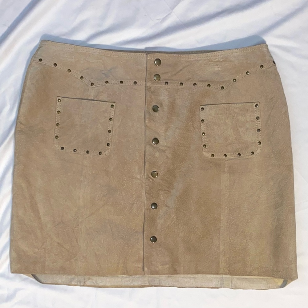 3/$15 Route 66 Beige Studded Pencil Skirt